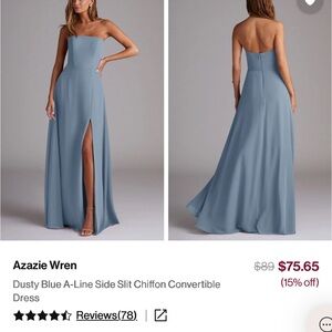 Azazie Strapless Dusty Blue Chiffon Dress